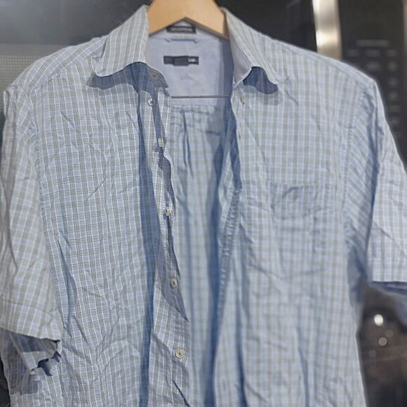 Men's Casual Soft Cotton Twill Light Blue Short Slve Bttn Dn Metro Exchange XL - Picture 7 of 16